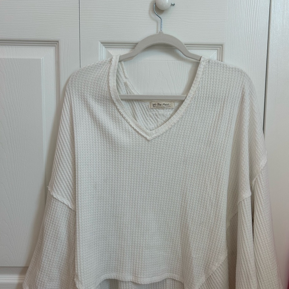 We The Free Cream Ribbed Oversized Blouse